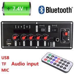 Speakers Bluetooth Audio Amplifier Board MP3 Subwoofer Microphone Amp Module for 4 ohms 8 inch Speaker 7.4V Battery Powered DC 12V / 9V