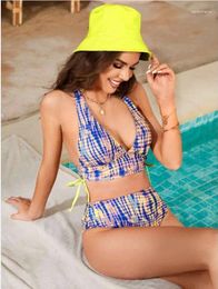 Women's Swimwear Sexy Halter High-Waist Bikini Sets Print Backless Women Swimsuits Bathing Suit 2024 Deep V-neck Bikinis Beachwear