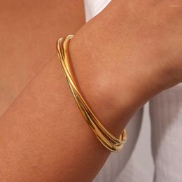 Bangle Minimalist Gold Silver Cross Opening 18K Plated Women's Stainless Steel Jewellery Trend 2024 Waterproof Bracelet