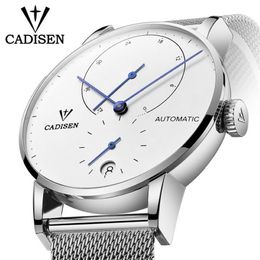 Wristwatches Fashion Men's Watches 2021 Top Brand CADISEN Automatic Watch Waterproof Calendar Mesh Strap Auto Date Mechanical241z