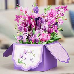 Boxed Flower Greeting Card For Mothers Day Fathers Thanksgiving Valentines Floral Birthday Decor 240301