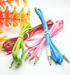 selling Colourful 35MM Audio Cable Flat Aux Car Audio Cable for sony for Mobile Phones for MP3 MP4 smartphone PSP6330244