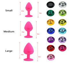 Small Medium Large Silicone Butt Plug With Crystal Jewelry Anal Plug Vaginal Plug Sex Toys For Woman Men4669712