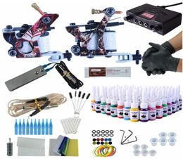 Professional Tattoo Kit 2Pcs Machine Guns 54 Bottle Inks Tattoo Machine Set Needles Tips Supplies Kit Tattoo Tools For Starter7328563