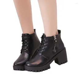 Boots Woman Women Shoes 155 Winter Autumn Plush Warm High Top Zipper Female Ankle PU Leather British Ladies Pumps 2024 166 910