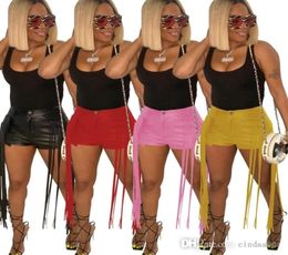 Designer Womens Shorts Sexy Fringed Short Fashion Retro PU Leather Short Pants Party Club Bar Mini Clothing SXXL9099762