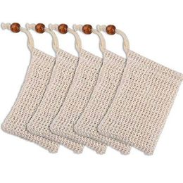 Bath Brushes Sponges Scrubbers Natural Exfoliating Brushes Mesh Soap Saver Sisal Bag Pouch Holder For Shower Foaming And Drying F Dh7Lx