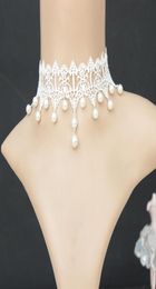 Gothic Bridal Necklace in Lace Pearls 2017 In Stock 3035cm Length Fairy Lace Wedding Bridal Necklace3878745