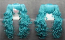 Uzun Vocaloidhatsune Miku Mavi Anime Cosplay Wig2 Klip At kuyruğu Wig Cap1894639