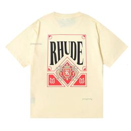 Rhude T Shirt Designer T Shirts Women Clothing Graphic Tees Pattern Tee Clothing High Street Cotton Hip Hop Simple Letters Retro Print Loose Racing 993