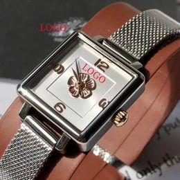 36% OFF watch Watch Kou Jia three Colour camellia flower Chi cow hide small square sugar girls fashion quartz steel band Camellia Flower Square