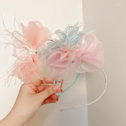 Hair Accessories Baby Girl Princess Feather Flower Headband Toddler Child Hairwear Accessory Kid Lace Tutu Bow Hairband Party Carnival
