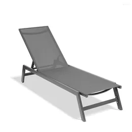 Camp Furniture Summer Mesh Sun Loungers Leisure Bed Reinforced Fishing Nap Lunch Beach Garden Office Lounger Adjusted Backrest Grey