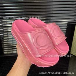 30% OFF Sports shoes 2024 High version G family macaron new summer sponge cake thick soles raised straight line slippers for women to wear sandals on the outside