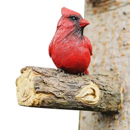 Garden Decorations Whimsical Outdoor Red Bird Statues Simulated Resin Sculpture For Patio Yard Lawn Porch Backyard