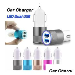 Party Favour Favours Car Charger Metal Travel Adapter 2 Ports Colorf Micro Usb Plug For Note 8 Phone 7 Opp Package Fy7804 C0221 Drop D Dhhul