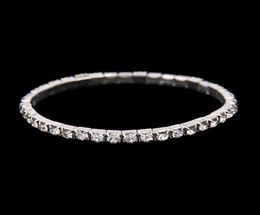 Silver Gold Plated Stretch Bracelet Exquisite 3 Row Rhinestone Stretch Bangle for Bride Party Evening Prom Homecoming Bridal Acces4747014