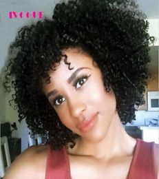 Short Afro Kinky Curly Full Lace Wigs Human Hair Virgin Brazilian Hair Kinky Curly Front Lace Human Hair Wig With Bangs5142708