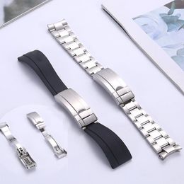 Watch Bands Accessories Bracelet FOR Watches Men Dayton SUB Band Silicone&Steel Fine-tuning Buckle Strap 20MM1685