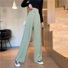 Capris 5 Sizes Straight Office Lady Style Lose Wide Leg Pants Women Basic Solid Simple Street Hot Sale Thin Autumn Woman Trousers