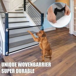 Pens Portable Kids & Pets Safety Door Guard Dog Gate Safety Enclosure Foldable Fences Barrier Obstacle Breathable Mesh Isolated