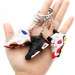 Creative 3D Mini Sneaker Shoes Keychains Men Women 17 Styles Soft PVC Basketball Sports Shoes Key Chain Bag Car Keyrings Pendant A179e