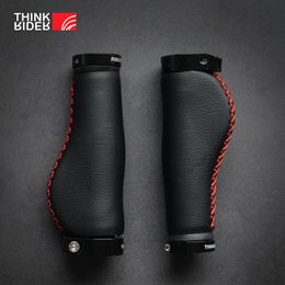 ThinkRIder Fibre leather Bicycle Handlebar Grips City Bike Scooter MTB Cover Handle Bar End Non-slip Aluminium Lock 240223