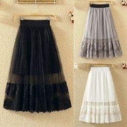 Skirts Lace veil skirts female in the spring of 2023 the new joker son fairy long sand gauze skirt pleated skirts in summer