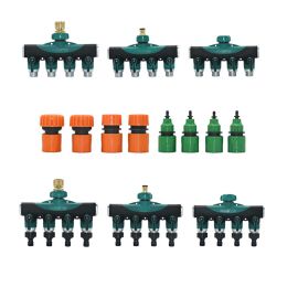 Kits 4Way Garden Hose Splitter 3/4 Inch Thread Garden Tap Connector Coupler Drip Irrigation System 1/4 1/2 3/4 Hose