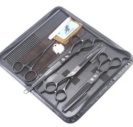 Left hand lander 70 inch black Lacquer cuttingthinning scissors kit with leather case Comb Lacquer5639392