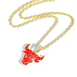 Pendant Necklaces Glamorous Red-faced Bull Necklace With 4mm Wide Rope Chain For Men Women Daily Decoration