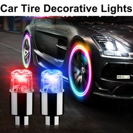 Car Wheel Tyre Valve Caps Bicycle Motocycle LED Lights Cycling Lantern Spokes Hub Tyre Lamp Bike Bulbs Accessories 2pcs/pair