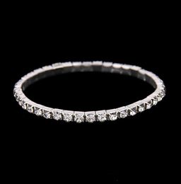 Silver Gold Plated Stretch Bracelet Exquisite 3 Row Rhinestone Stretch Bangle for Bride Party Evening Prom Homecoming Bridal Acces8125365