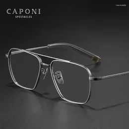 Sunglasses CAPONI Pure Titanium Eye Glasses Frame For Men Square Anti Blue Light Reflection Brand Designer Spectacles JF50004
