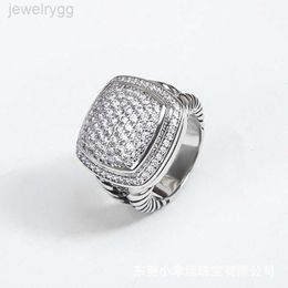 Designer David Yumans Yurma Jewelry Davids Square 17mm Zircon Imitation Diamond Style Fashion Twisted Thread Ring Jewelry