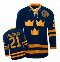 Nik1 custom any number 21 PETER FORSBERG Team Sweden Hockey jersey stitched Customised Any Name And Number Jerseys1008675