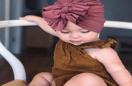 Large Messy Bow Baby Girls Boys Cotton Hats Bebes Three Bows Hat Newborn Baby Turban Knotted Warm Headwrap Infant Boy Beanie Cap 14953940