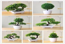 Artificial Plants Potted Bonsai Green Small Tree Fake Flowers Ornaments for Home Garden el Decorations1998559