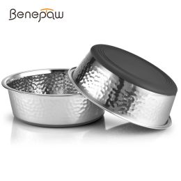 Feeding Benepaw Hammered Stainless Steel Dog Bowls Luxury Style Antislip Rubber Bottom Dog Feeder Sturdy Puppy Dishes Easy To Clean