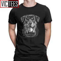 Men's T-Shirts Vintage Rottweiler Head Loyalty Quote Portrait Dog T-Shirt Men Crewneck 100 Percent Cotton Tshirt Wholesale L240304