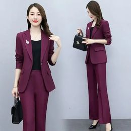 Outfit Wide Leg Trouser Suit Blazer and Womens 2 Pant Sets White Two Piece Set Pants for Women Formal Business Sexy Classy Xxl D 240226
