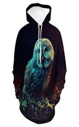 3D digital printed parrot owl hoodie men039s long sleeve hat coat trend74240462
