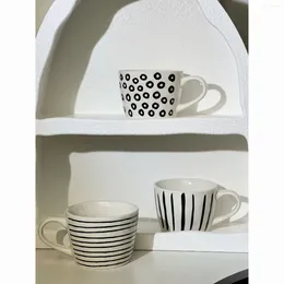 Mugs American Style Coffee Household Milk Breakfast Ceramics Cup Drinkware Stripe Wave Dot Handle Kitchen Garden