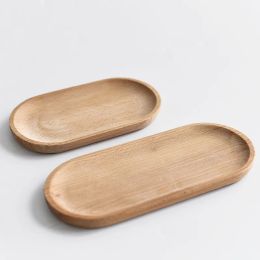 Solid Mini Oval Wood Tray 18CM/23cm Small Wooden Plates Children Whole Woods Fruit Dessert Dinner Plates Tableware LT801