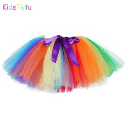 skirt 80s' Rainbow Women Tutu Skirt Above Knee Length Adult Unicorn Clown Costume Tutu Colorful Fluffy Skirt for Woman Birthday Party