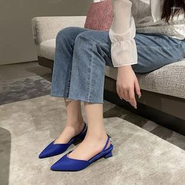Dress Shoes 2024 Fashion Sandals Women Pointed Simple Pumps Banquet Square Heel Mature Green Single Heels