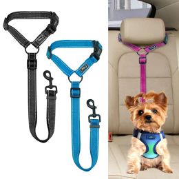 Belts Dog Car Seat Belt Reflective Nylon Dogs Cat Safety Seat Belt Strap Car Headrest Restraint Safety Leads Vehicle Seatbelt Harness