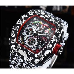 10% OFF watch Watch Top digite version Skeleton Dial All Richa Fiber Pattern Case Japan Sapphire Mens Rubber Sport