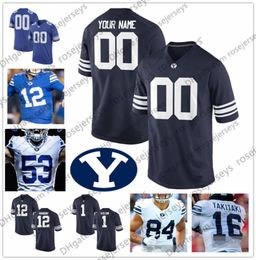 BYU Cougars Football 5 Dayan Ghanwoloku 33 Emmanuel Esukpa 82 Dax Milne 16 Baylor Romney 13 Micah Simon Navy Blue Royal White Jer7243966