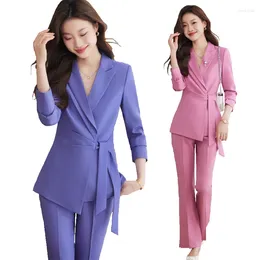 Women's Two Piece Pants Sets Womens Outifits Professional Business Formal Suit Office Ladies Work Wear Long Sleeve Blazer And Trousers